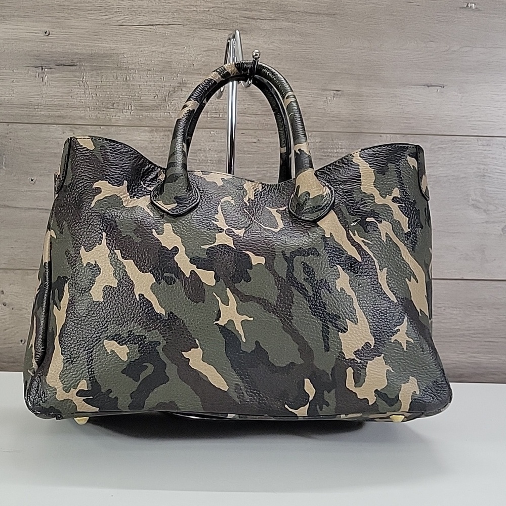 Mark & Graham Green Camo Leather Tote Bag - Picture 3 of 15